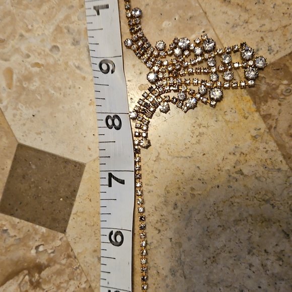 Clear Rhinestone Necklace Art Deco Style Prong Set Vintage Estate Bridal Formal - Picture 10 of 12